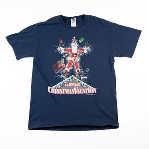 Y2K National Lampoon’s Christmas Vacation T-Shirt Santa Graphic Navy Men’s M